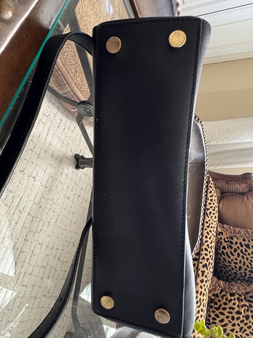 Michael Kors Black Leather Top-Handle Satchel with Gold Hardware - Picture 5 of 7